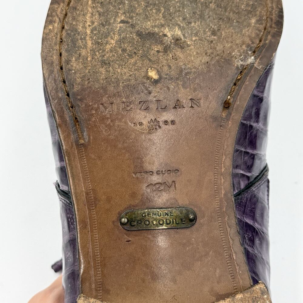 Mezlan Genuine Crocodile Monkstrap Dress Shoes Purple Men’s 12 Italy Luxury - Picture 8 of 13